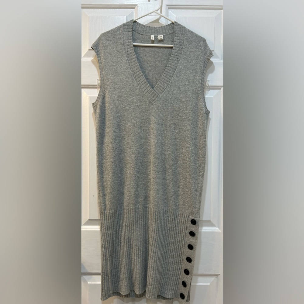 Anthropologie Moth Wool Angora Blended Sweater Dress Sleeveless Gray Casual Sz L